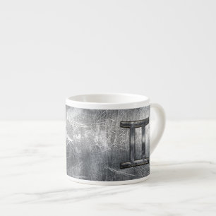 Tasse Expresso Signe du zodiaque Gémeaux en style industriel en a