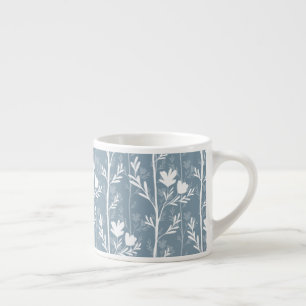 Tasse Expresso Silhouette florale botanique bleue côtière et calm