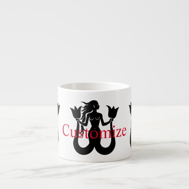 Tasse Expresso Silhouette Tonnerre_Cove de sirène à deux queue (Devant)