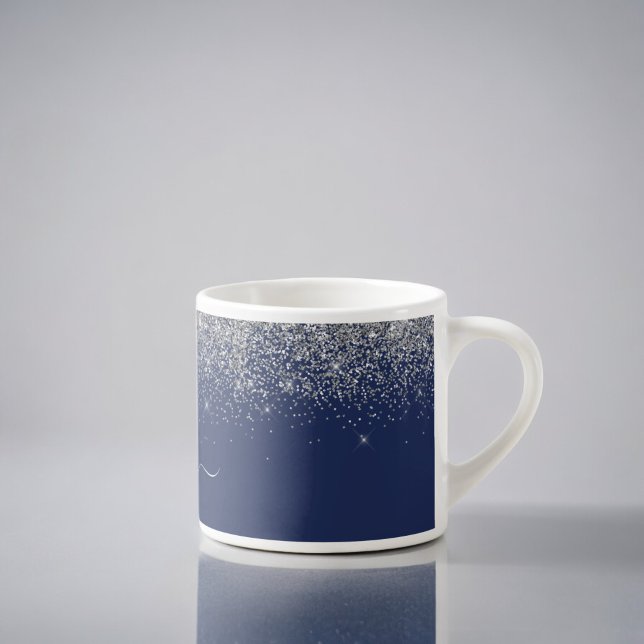 Tasse Expresso Silver Navy Parties scintillant bleue Métal Nom du (Créateur téléchargé)