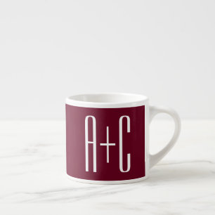Tasse Expresso Simple Couples   White & Burgundy