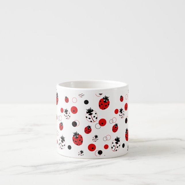 Tasse Expresso Simple Motif Ladybug rouge, noir et blanc (Devant)