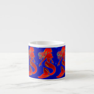 Tasse Expresso sirènes rouges de goupille- bleues