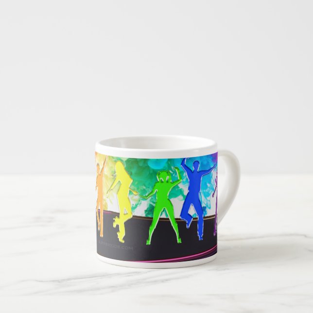 Tasse Expresso SlipperyJoe's Dancing Pride Shadows cadeaux gay ar (Devant droit)