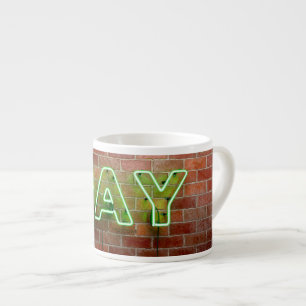 Tasse Expresso SlipperyJoe's dynamique néon gay signe vert brique