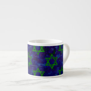 Tasse Expresso SlipperyJoe's Hanukkah rangées vertes Étoiles de D