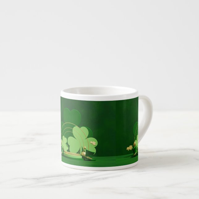 Tasse Expresso SlipperyJoe's Saint Patrick's Day trèfle à trois f (Devant droit)