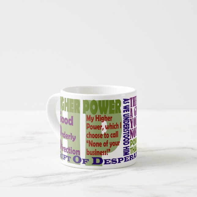 Tasse Expresso Slogans de puissance 12 pas plus haut (Devant gauche)