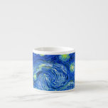Tasse Expresso soirée étoile vincent van gogh<br><div class="desc">Le célèbre tableau de Van Gogh, "La nuit étoilée". Peint lors de son séjour à l'asile de Saint Rémy dans les années 1880, van Gogh dépeignait les collines ondulantes et les cyprès qu'il voyait depuis sa fenêtre. numériquement amélioré par PixDezines. Copyright © 2008-2016 PixDezines.com™ et PixDezines™ sur zazzle.com. Tous droits...</div>