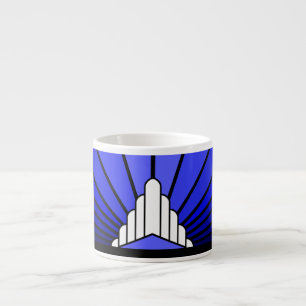 Tasse Expresso Soleil Art déco en bleu Bouchon de spécialités