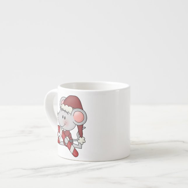 Tasse Expresso Souris de Noël avec du sucre de canne (Devant gauche)