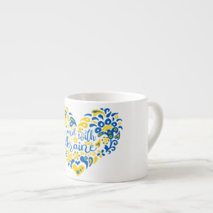 Tasse Expresso Soyez avec l'Ukraine lettrage et coeur