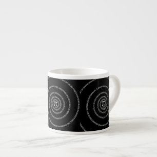 Tasse Expresso Spirale pour la typographie de Pi sur Noir