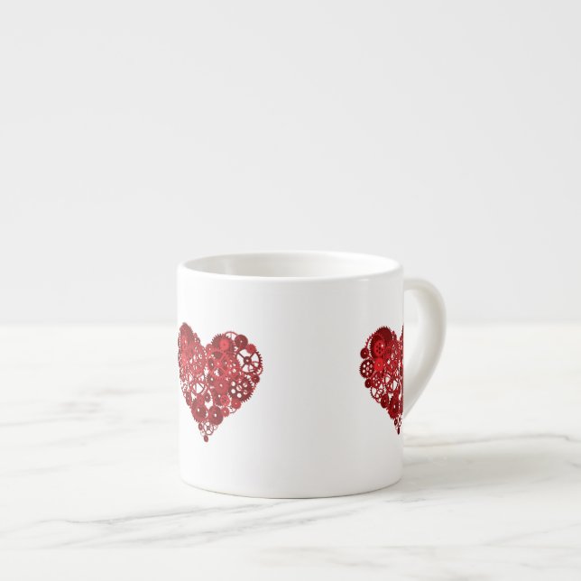 Tasse Expresso Steampunk Red Gears Heart (Devant droit)