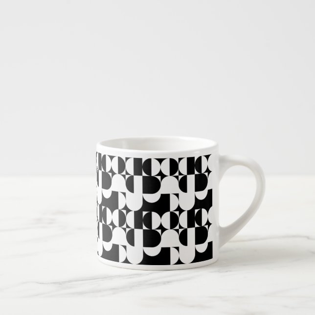 Tasse Expresso Style Bauhaus Noir Et Blanc Géométrique Rétro  (Droite)