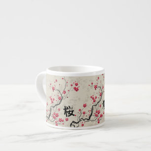 Tasse Expresso Style oriental Sakura Cherry Blossom Art