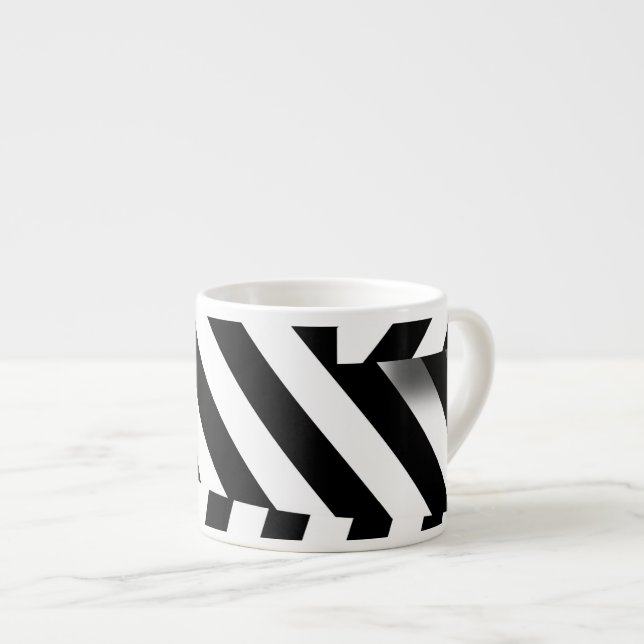 Tasse Expresso Style rétro moderne memphis 1950 noir et blanc (Devant droit)