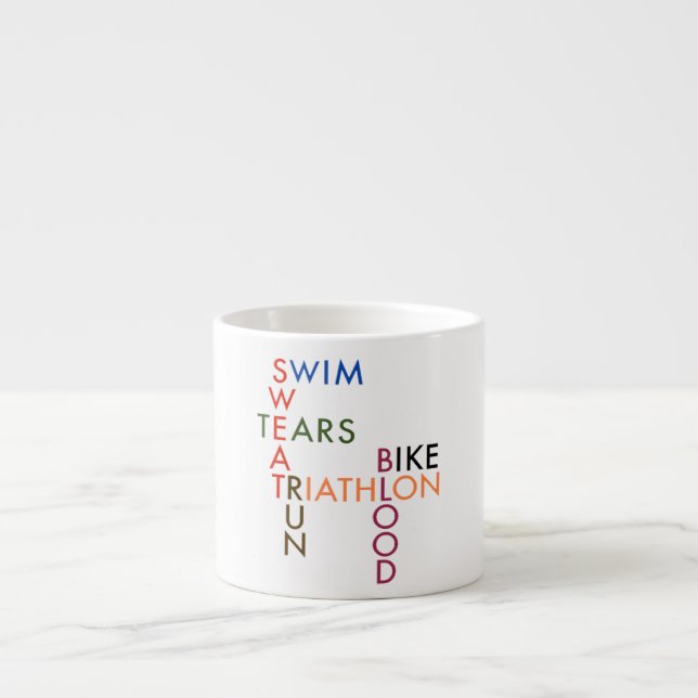Tasse Expresso Sueur et larmes de sang de triathlon (Devant)