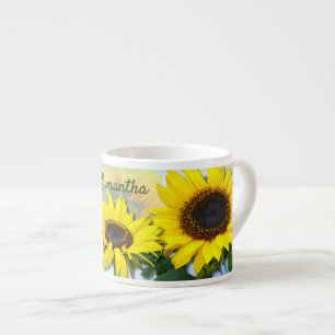 Tasse Expresso Sunny Sunflower Texte personnalisé