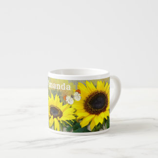 Tasse Expresso Sunny Sunflower Texte personnalisé Espresso