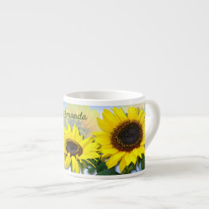 Tasse Expresso Sunny Sunflower Texte personnalisé Espresso