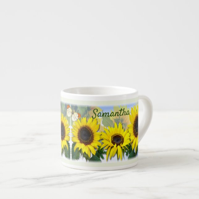 Tasse Expresso Sunny Sunflower Texte personnalisé Espresso (Devant droit)