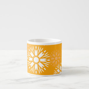 Tasse Expresso Super Orange Daisy Fleur Retro Floral