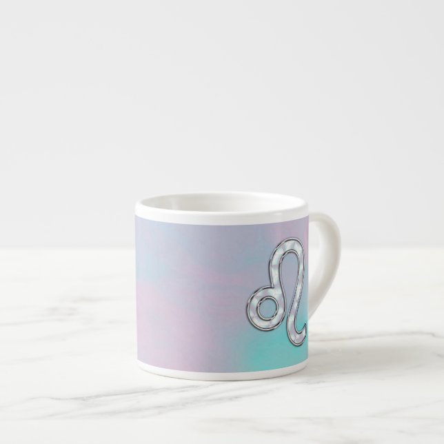 Tasse Expresso Symbole de Leo Zodiac sur Pastels Style Nacre Impr (Devant droit)