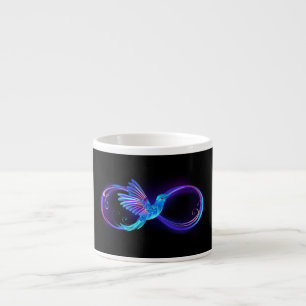 Tasse Expresso Symbole de l'infini néon avec colibri lumineux
