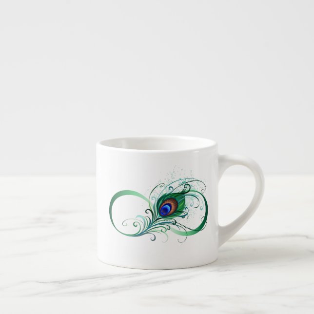 Tasse Expresso Symbole d'infini avec plume de paon (Droite)