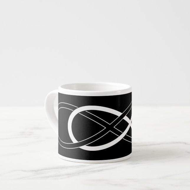 Tasse Expresso Symbole double infini - noir & blanc (Devant gauche)