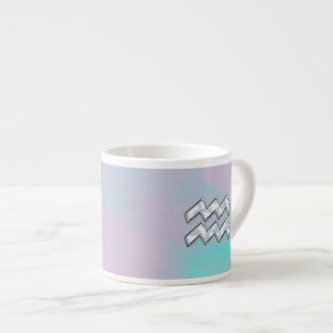 Tasse Expresso Symbole Zodiaque Aquarius sur la Mère du Décor Pea