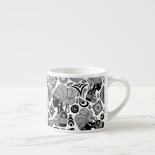 Tasse Expresso Tatouage Tribal Portrait de Fille Africaine (Droite)