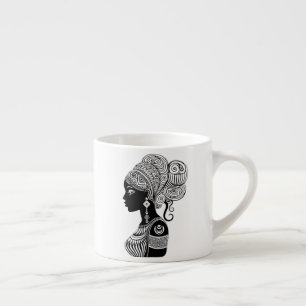 Tasse Expresso Tatouage Tribal Portrait de Fille Africaine