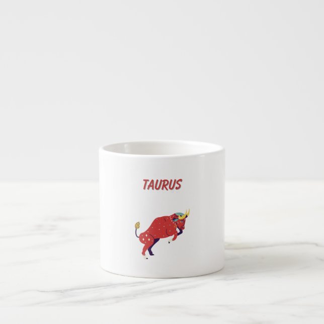 Tasse Expresso Taureau rose, zodiaque, impression de signe du zod (Devant)