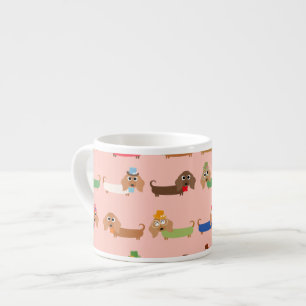 Tasse Expresso Teckels sur le rose