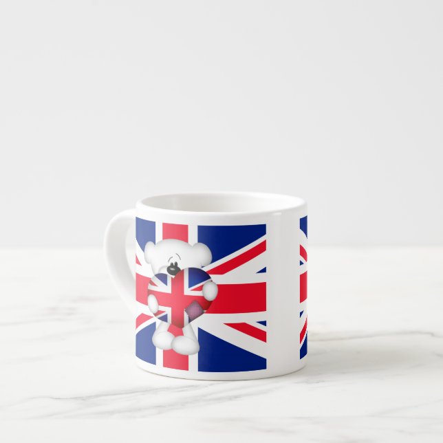 Tasse Expresso Teddy Bear et Big Union Jack Heart (Devant gauche)