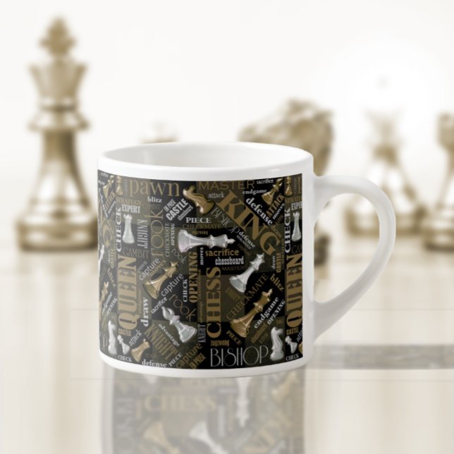 Tasse Expresso Termes et pièces d'échecs Argent et Or ID784 (Créateur téléchargé)