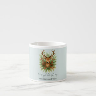 Tasse Expresso Tête de cerf de la forêt rustique avec feuillage d