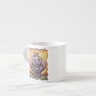 Tasse Expresso Têtes mignonnes et Tails Hippopotamus