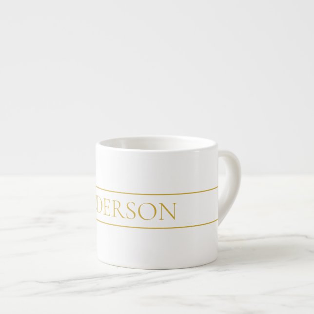 Tasse Expresso Texte personnalisable simple et élégant | Or et bl (Devant droit)