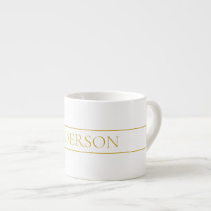 Tasse Expresso Texte simple élégant personnalisable   Or et blanc
