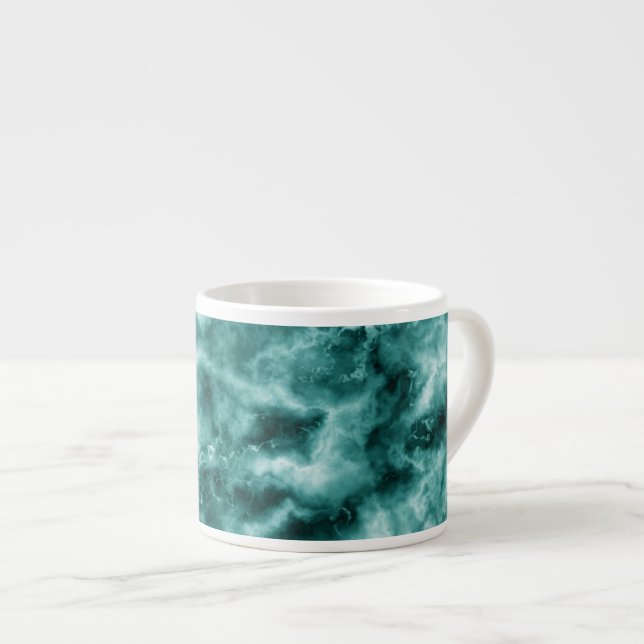 Tasse Expresso Texture de marbre vert-foncé (Devant droit)