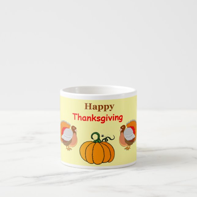 Tasse Expresso Thanksgiving citrouille et dinde (Devant)