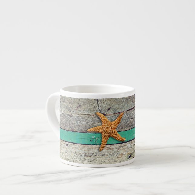Tasse Expresso Thème Plage Starfish Mariage Rustique (Devant gauche)