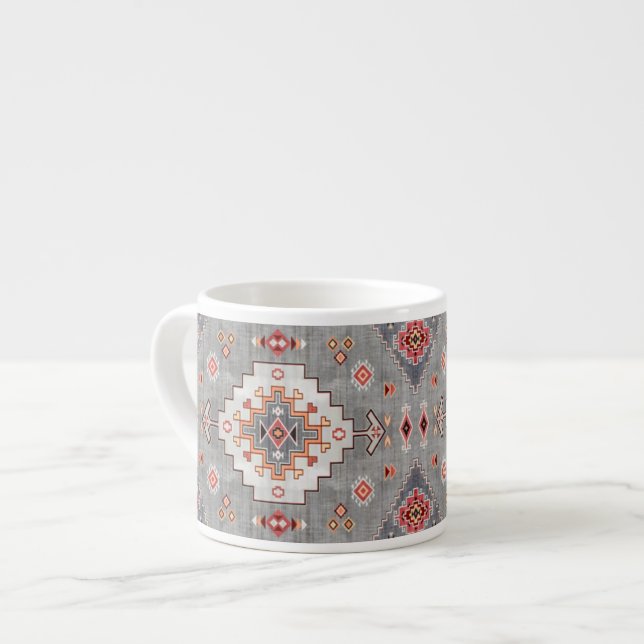 Tasse Expresso Threads intemporels : Patrimoine Boho Geometry mar (Devant gauche)