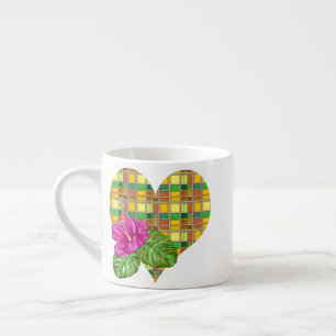 Tasse Expresso Tissu Coloré Madras Caribéen Tartan