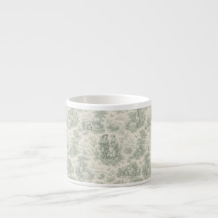 Tasse Expresso Toile romantique de campagne française en vert sau