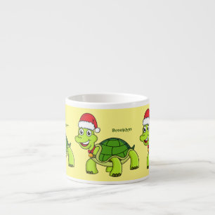 Tasse Expresso Tortue mignonne et heureuse portant un chapeau de 