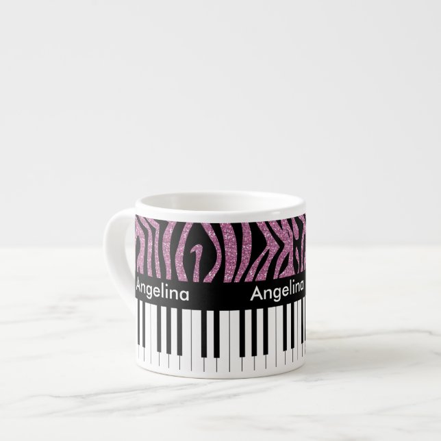 Tasse Expresso Touches Piano personnalisées Parties scintillant r (Devant gauche)